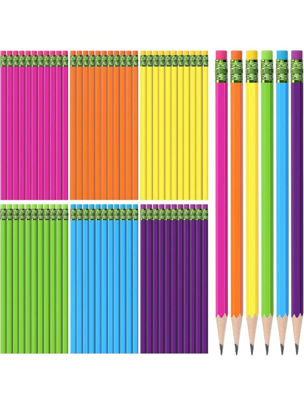 60 Pcs #2 Unsharpened Wood Pencils, Rainbow Colors, Perfect for Art & School